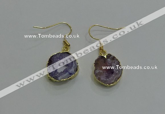 NGE259 13*18mm - 15*20mm freeform druzy agate earrings