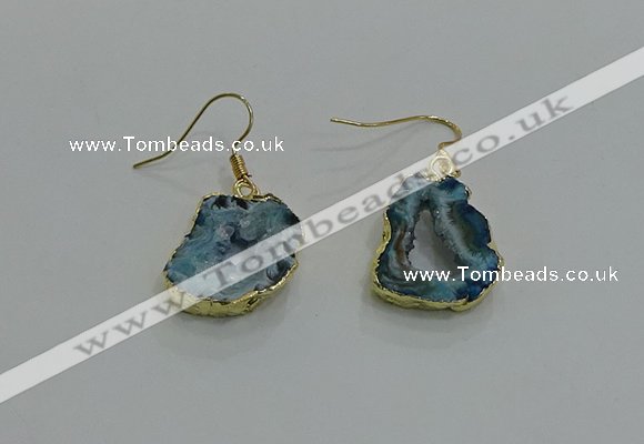 NGE261 13*18mm - 15*20mm freeform druzy agate earrings