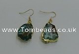 NGE262 13*18mm - 15*20mm freeform druzy agate earrings