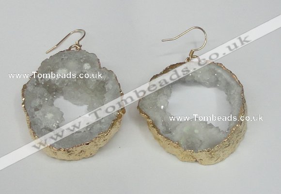 NGE28 30*35mm - 35*40mm freeform plated druzy agate earrings