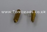 NGE290 9*18mm - 11*20mm nuggets plated druzy agate earrings