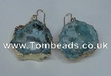 NGE31 30*35mm - 35*40mm freeform plated druzy agate earrings