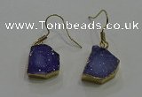 NGE322 10*14mm - 12*16mm freeform druzy agate gemstone earrings