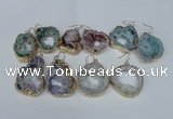 NGE33 30*35mm - 35*40mm freeform plated druzy agate earrings