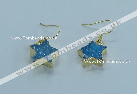 NGE349 14mm - 16mm star druzy agate earrings wholesale