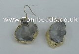 NGE35 20*25mm - 25*30mm freeform plated druzy agate earrings