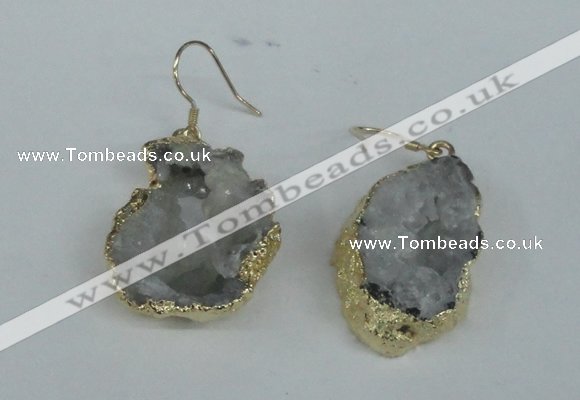 NGE35 20*25mm - 25*30mm freeform plated druzy agate earrings