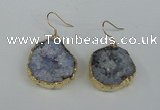 NGE36 20*25mm - 25*30mm freeform plated druzy agate earrings