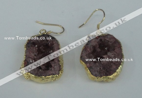 NGE37 20*25mm - 25*30mm freeform plated druzy agate earrings