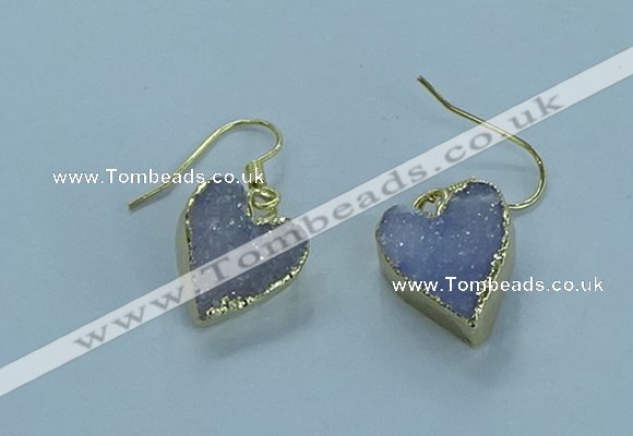 NGE370 13*13mm - 14*14mm heart druzy agate earrings wholesale