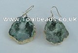 NGE38 20*25mm - 25*30mm freeform plated druzy agate earrings