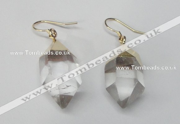 NGE43 12*20mm - 15*25mm faceted nuggets white crystal earrings