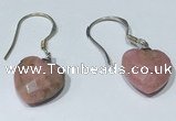 NGE430 10*10mm heart-shaped rhodonite earrings wholesale