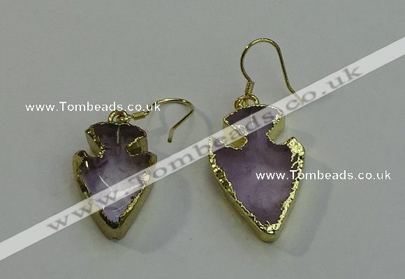 NGE5002 16*20mm - 18*25mm arrowhead amethyst earrings