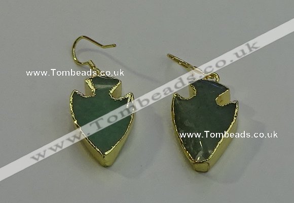 NGE5003 16*20mm - 18*25mm arrowhead green aventurine earrings