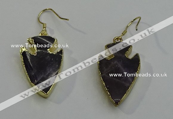 NGE5004 18*25mm - 20*30mm arrowhead amethyst earrings