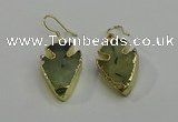 NGE5006 18*25mm - 20*30mm arrowhead green rutilated quartz earrings