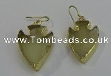 NGE5008 20*30mm - 25*30mm arrowhead lemon quartz earrings