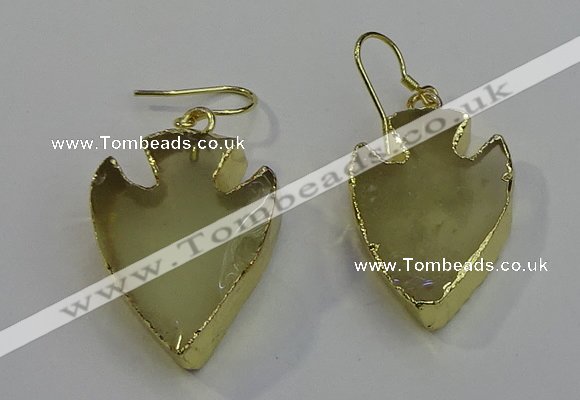 NGE5008 20*30mm - 25*30mm arrowhead lemon quartz earrings