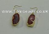 NGE5009 10*22mm - 12*25mm freeform red agate gemstone earrings