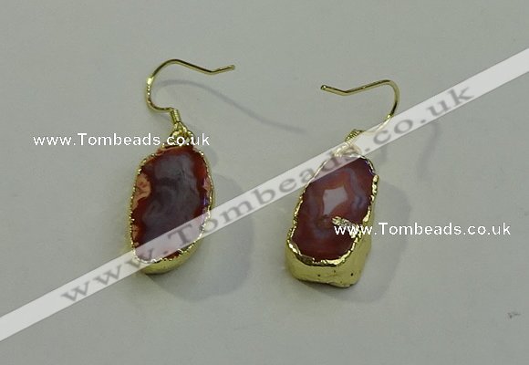 NGE5009 10*22mm - 12*25mm freeform red agate gemstone earrings