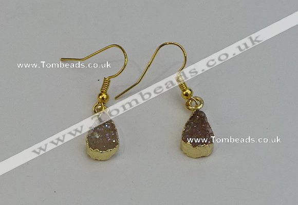 NGE5020 8*12mm teardrop druzy agate gemstone earrings wholesale