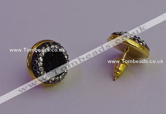 NGE5030 12mm - 14mm coin plated druzy agate gemstone earrings