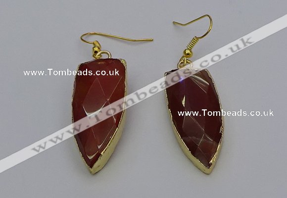 NGE5068 12*35mm - 15*40mm arrowhead red rabbit hair pendants