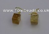 NGE5083 10*15mm cube citrine gemstone earrings wholesale