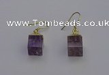 NGE5085 10*15mm cube light amethyst gemstone earrings wholesale