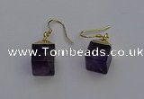 NGE5086 10*15mm cube amethyst gemstone earrings wholesale