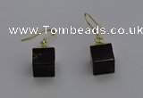 NGE5088 10*15mm cube smoky quartz gemstone earrings wholesale