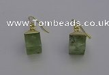 NGE5090 10*15mm cube green rutilated quartz gemstone earrings wholesale