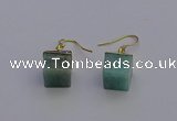 NGE5092 10*15mm cube amazonite gemstone earrings wholesale