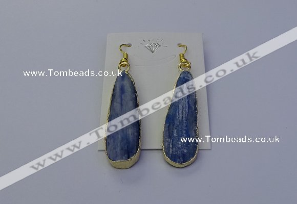 NGE5105 13*40mm flat teardrop blue kyanite earrings wholesale