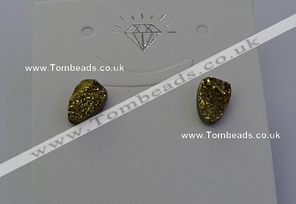 NGE5114 5*8mm freeform plated druzy quartz earrings wholesale