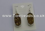NGE5122 10*22mm - 12*25mm freeform plated druzy quartz earrings
