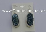 NGE5123 10*22mm - 12*25mm freeform plated druzy quartz earrings