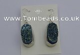 NGE5123 10*22mm - 12*25mm freeform plated druzy quartz earrings