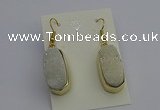 NGE5130 10*22mm - 12*25mm freeform plated druzy quartz earrings