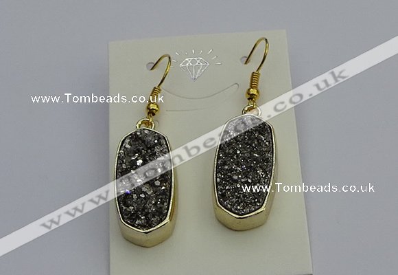 NGE5131 10*22mm - 12*25mm freeform plated druzy quartz earrings