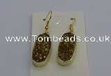 NGE5132 10*22mm - 12*25mm freeform plated druzy quartz earrings