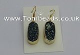 NGE5133 10*22mm - 12*25mm freeform plated druzy quartz earrings