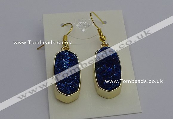 NGE5135 10*22mm - 12*25mm freeform plated druzy quartz earrings