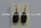 NGE5137 10*22mm - 12*25mm freeform plated druzy quartz earrings