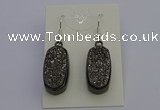 NGE5141 10*22mm - 12*25mm freeform plated druzy quartz earrings