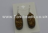 NGE5142 10*22mm - 12*25mm freeform plated druzy quartz earrings