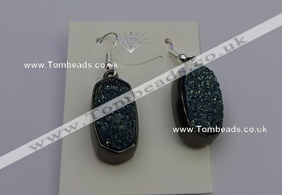 NGE5143 10*22mm - 12*25mm freeform plated druzy quartz earrings