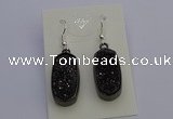 NGE5146 10*22mm - 12*25mm freeform plated druzy quartz earrings