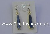 NGE5157 8*25mm flat teardrop blue kyanite earrings wholesale